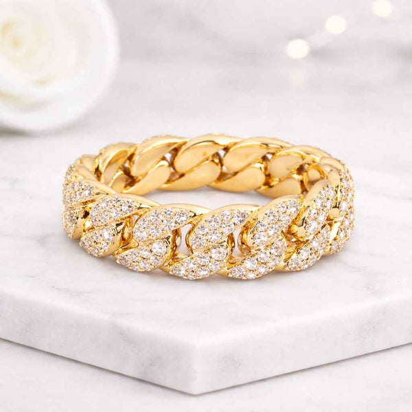 cuban link ring gold chain ring pave ring chunky ring statement ring iced out ring hip hop ring bold ring luxury ring fashion ring womens ring mens ring unisex ring wide band ring