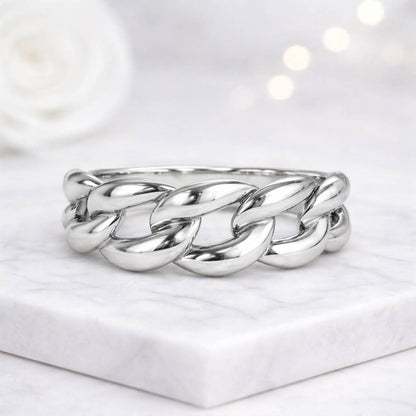 cuban link ring oversized ring chunky band ring heavy ring chain style ring link band ring curb link ring biker ring street style ring fashion accessory gold jewelry statement jewelry bold accessory modern jewelry everyday jewelry luxury accessory polished finish high shine ring