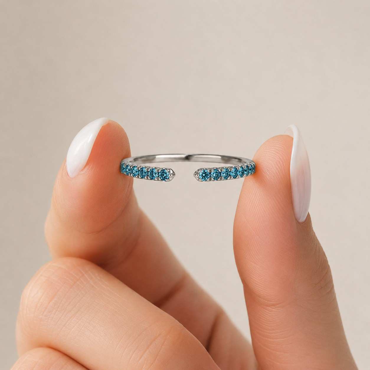 cuff ring open band ring split ring crystal ring blue gemstone ring petite ring finger ring statement ring stackable ring comfort fit ring