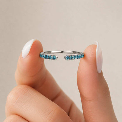 cuff ring open band ring split ring crystal ring blue gemstone ring petite ring finger ring statement ring stackable ring comfort fit ring
