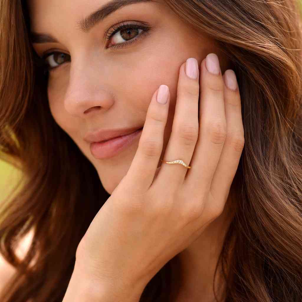 curved band chevron band v shaped ring nesting band shadow band fitted ring diamond accent ring curved bridal band