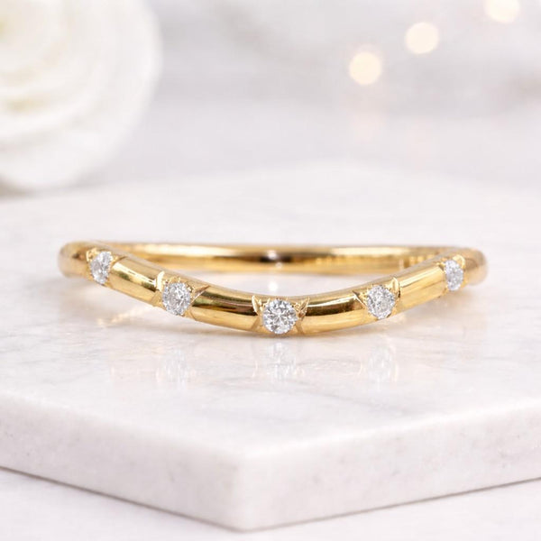 curved band ring diamond band ring gold band ring stacking ring thin band ring dainty ring minimalist ring