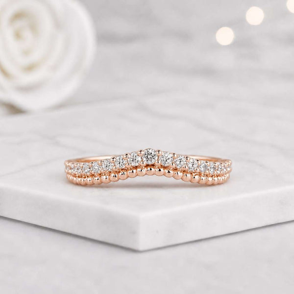 curved diamond band matching band ring enhancer delicate ring slim band elegant ring wedding jewelry bridal jewelry contour wedding ring stack ring curved stacking band