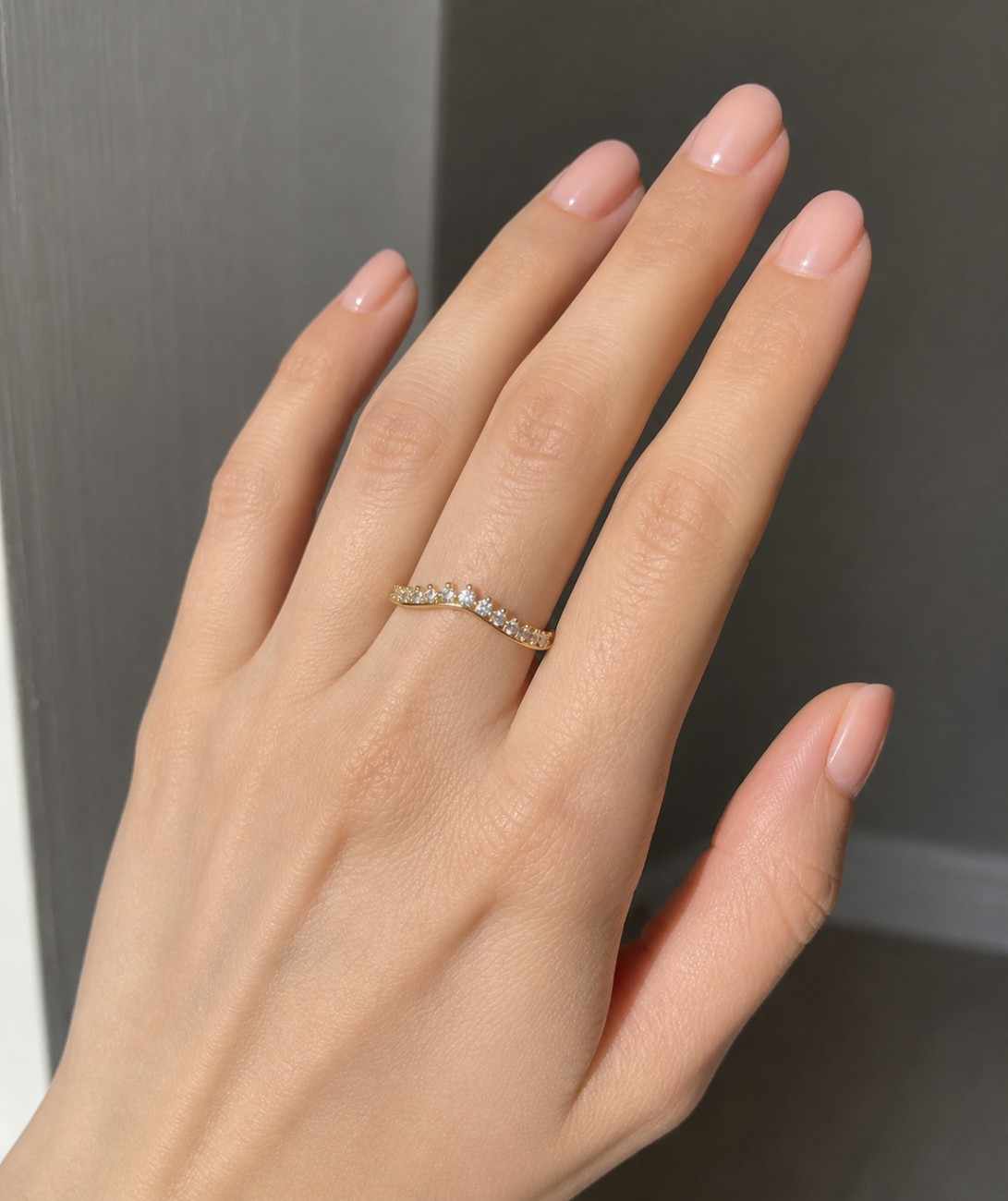 curved eternity band ring wrap band crown shaped ring curved gemstone band wedding contour band stacking wedding ring dainty bridal band minimalist wedding ring