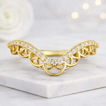 curved ring chevron ring v ring nesting ring enhancer ring contour ring crown ring wishbone ring diamond band curved band