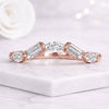 Marquise & Baguette Cut Lab Grown Diamond Curved Wedding Band Ring