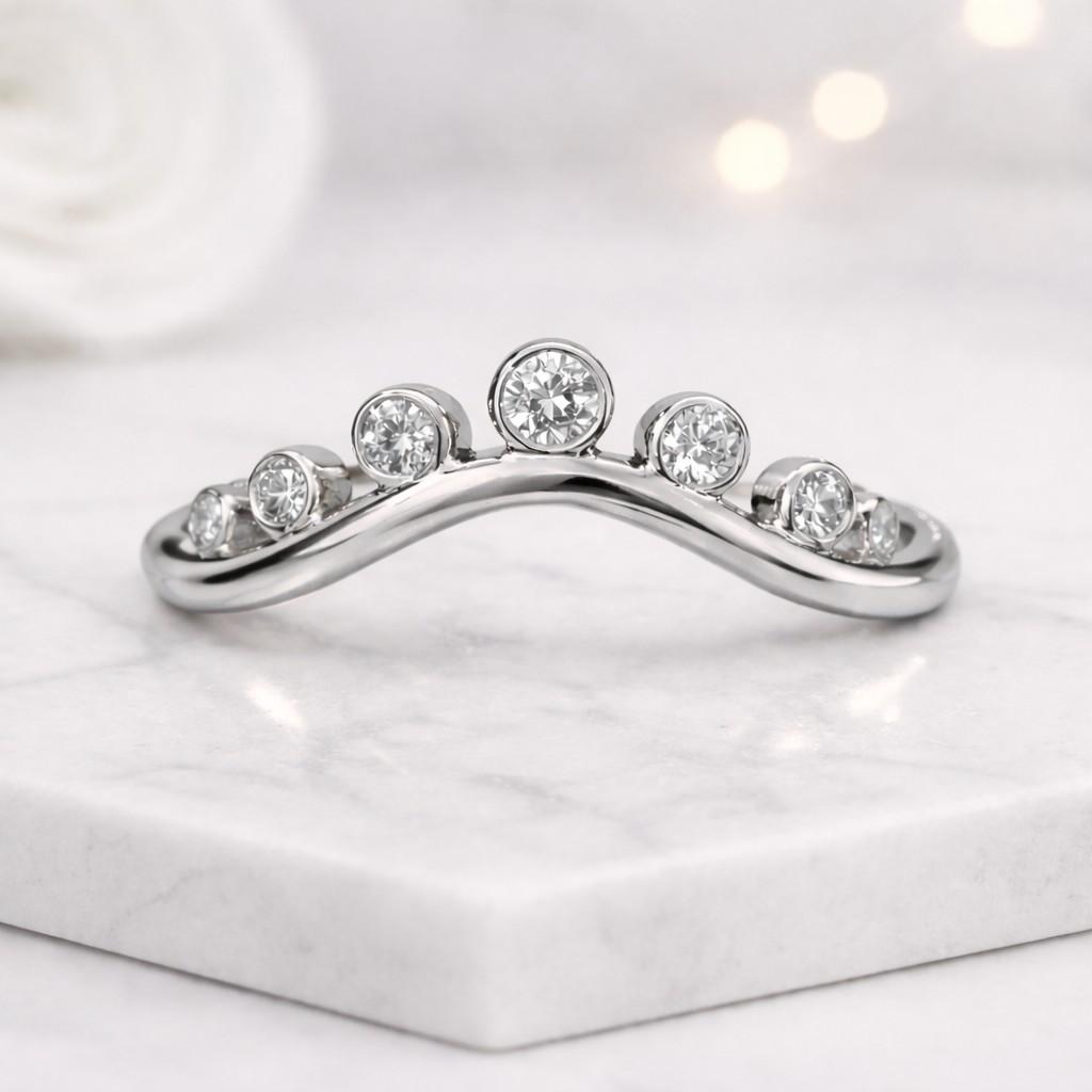 curved ring chevron ring wishbone ring contour band bubble ring bezel ring diamond band stacking ring