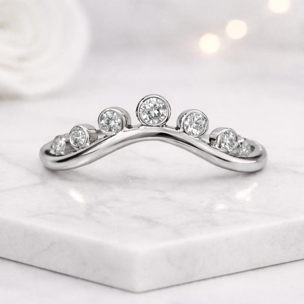 curved ring chevron ring wishbone ring contour band bubble ring bezel ring diamond band stacking ring