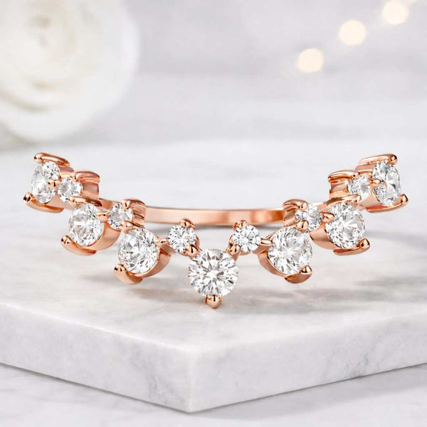 curved ring enhancer ring ring guard chevron ring curved band wedding band crown ring nesting ring contour band stackable ring