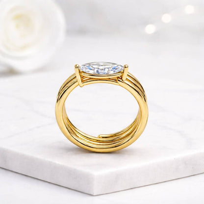 curved ring layered ring stack look finger ring cocktail ring eye catching ring classy ring cute ring female ring gift ring