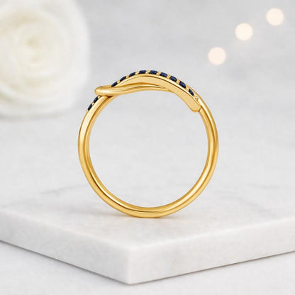 curved ring loop ring infinity knot ring crystal ring sapphire look ring stack ring fine ring gift ring jewelry ring handcrafted ring artisan ring trendy ring chic ring