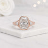 Cushion Cut Lab Grown Diamond Bezel Set Three Stone Engagement Ring