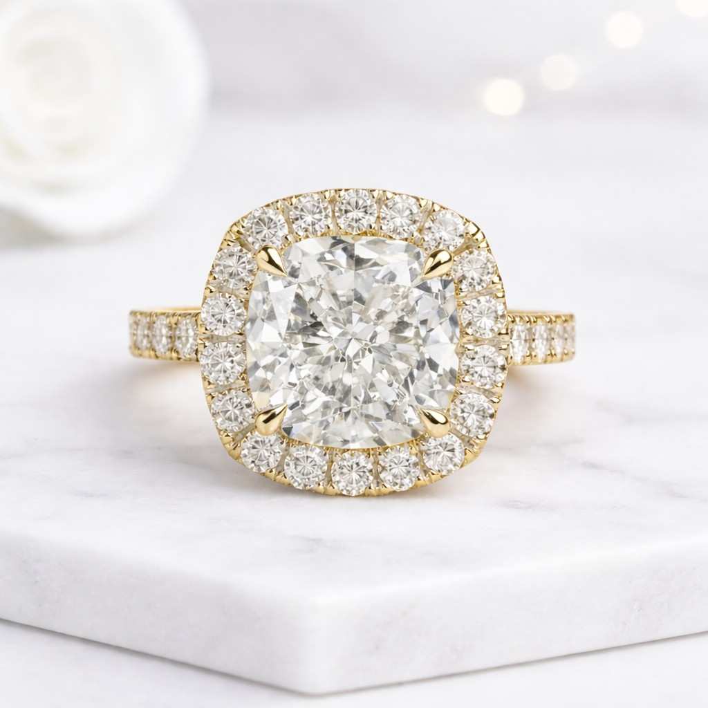 cushion engagement ring halo diamond ring rose gold halo ring cushion bridal ring pave engagement ring