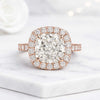 Cushion Cut Lab Grown Diamond Halo Engagement Ring