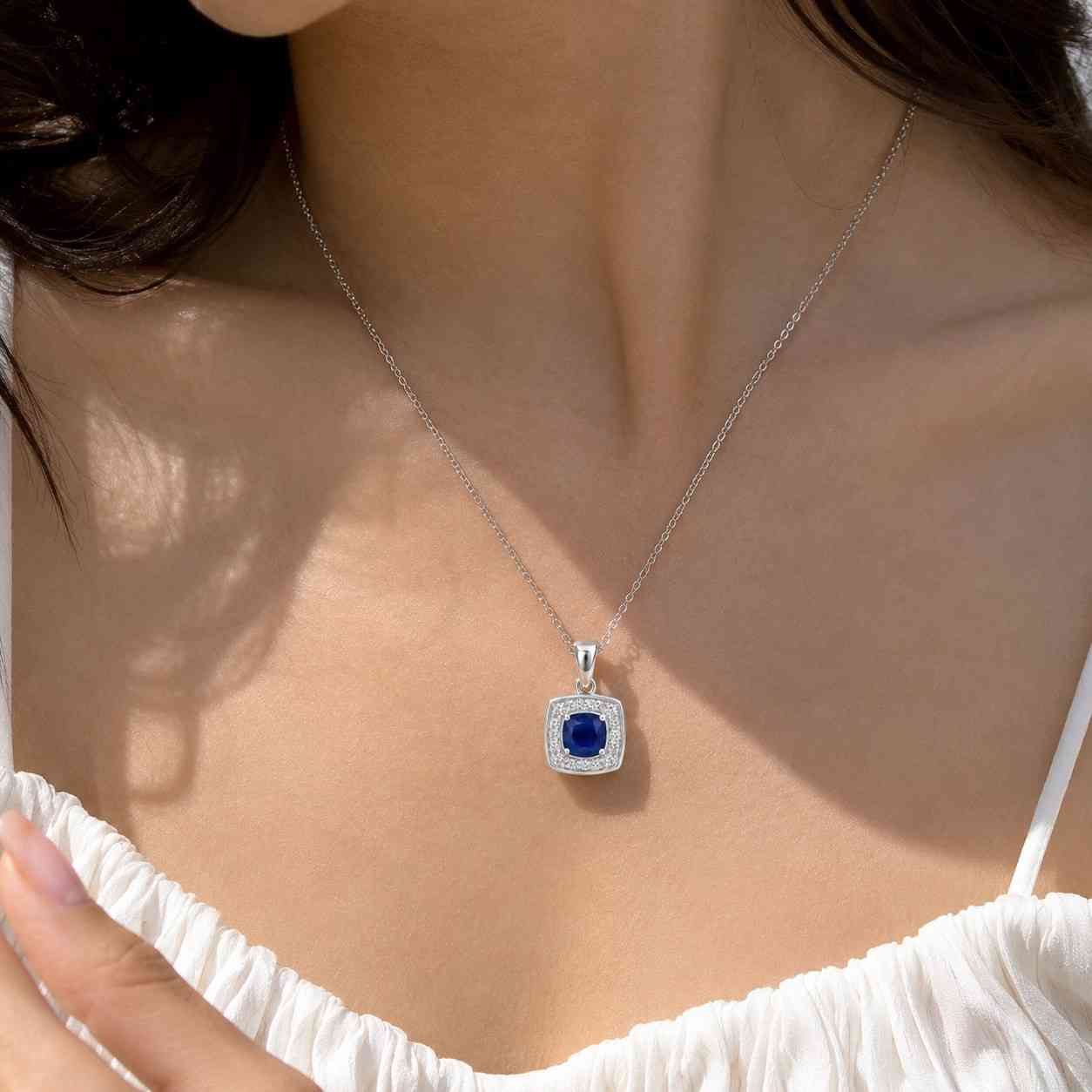 cushion sapphire cushion pendant cushion necklace square pendant square halo pendant rectangular pendant rectangle halo pendant emerald cut pendant emerald style pendant