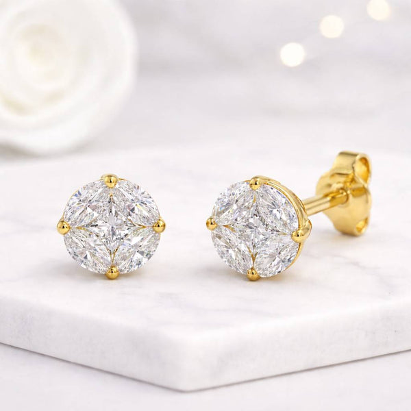 stud earrings round stud earrings cluster earrings flower stud earrings gold stud earrings sparkling earrings women earrings bridal earrings