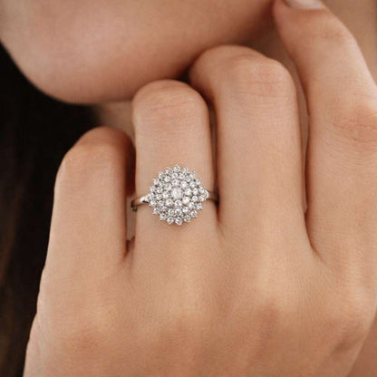 daisy ring sunburst ring snowflake ring starburst ring cluster jewelry floral jewelry crystal jewelry pave jewelry