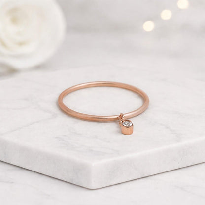 dangling stone ring charm band ring bezel set ring round stone ring thin gold ring stacking band minimalist band delicate band dainty jewelry modern jewelry simple jewelry everyday jewelry tiny gemstone ring