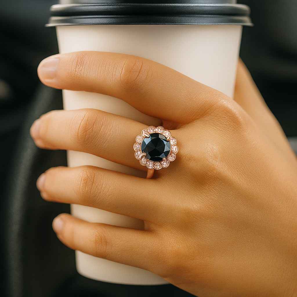 delicate band feminine ring luxury accessory everyday ring fine ring statement jewelry center stone ring accent stone ring polished finish elegant jewelry