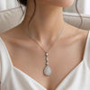 14K Gold Pear Cut Opal Halo Drop Pendant Necklace