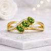 Oval Cut Peridot Three Stone Ring In 14K White Gold