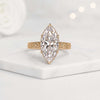 Marquise Cut Lab Grown Diamond Halo Engagement Ring with Milgrain Band