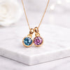 14K Gold Blue Topaz and Amethyst Double Birthstone Pendant Necklace