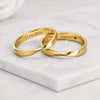 Personalized 14K Gold Engraved Matching Wedding Band Ring Set