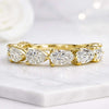 14K Gold Pear Cut Lab Grown Diamond Half Eternity Wedding Band Ring