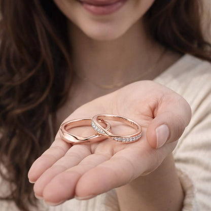 diamond wedding band curved diamond band infinity ring design twisted couple ring matching wedding set bridal band set