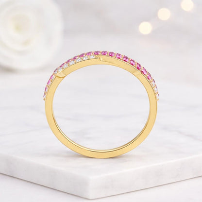 double band ring infinity jewelry pink jewelry gemstone ring stacking ring curved ring wave ring loop ring knot ring infinity design chic ring gift ring daily ring fine ring handmade ring artisan ring polished ring bright ring