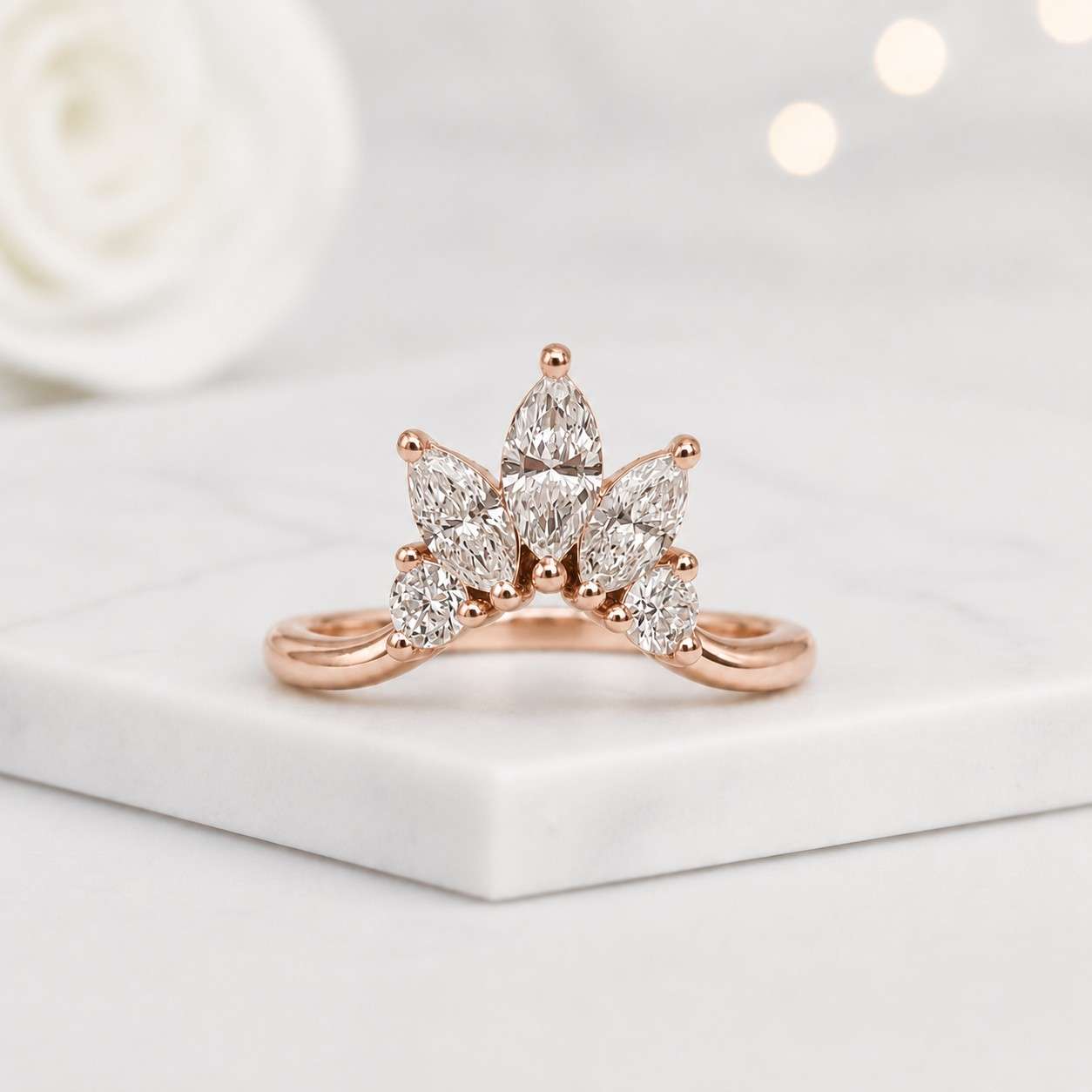elegant band luxury ring handcrafted jewelry polished finish open front ring curved style graceful jewelry unique gift ring classic jewelry