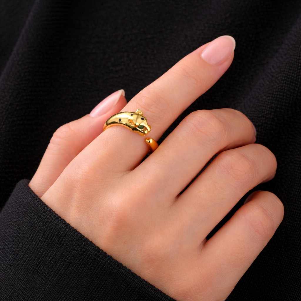 elegant ring chic ring daily ring stylish ring eye detail ring cat head ring panther head ring leopard head ring gold jewelry women jewelry fashion jewelry ring gift