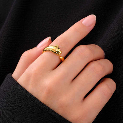elegant ring chic ring daily ring stylish ring eye detail ring cat head ring panther head ring leopard head ring gold jewelry women jewelry fashion jewelry ring gift