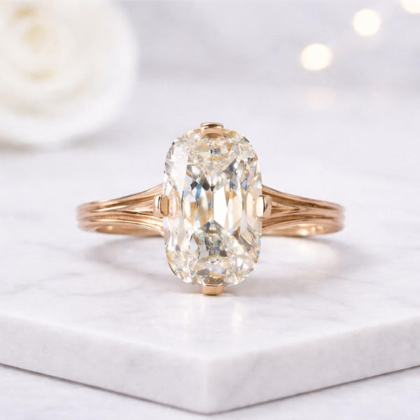 elongated cushion ring cushion cut ring solitaire ring gold ring engagement ring statement ring split shank ring