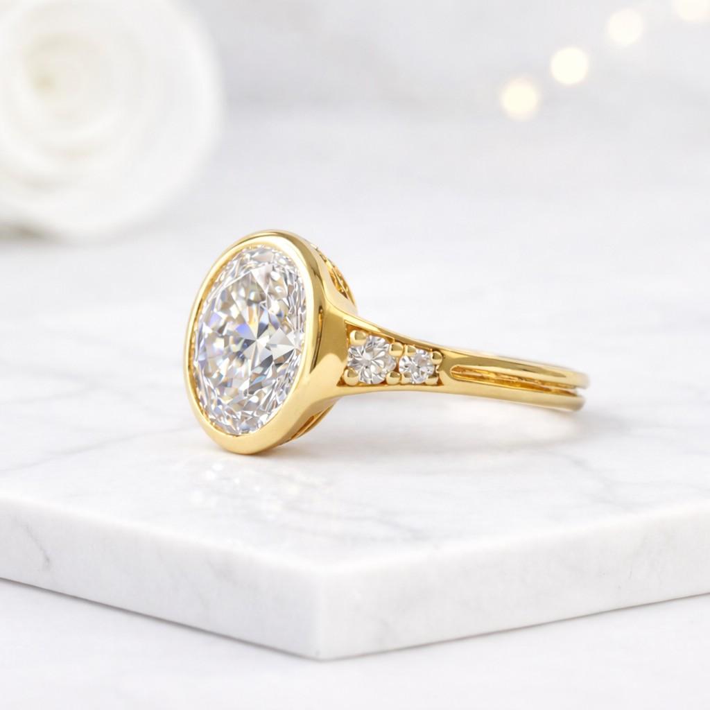 elongated shape ring oval bezel design oval centerpiece ring round brilliant ring marquise diamond ring