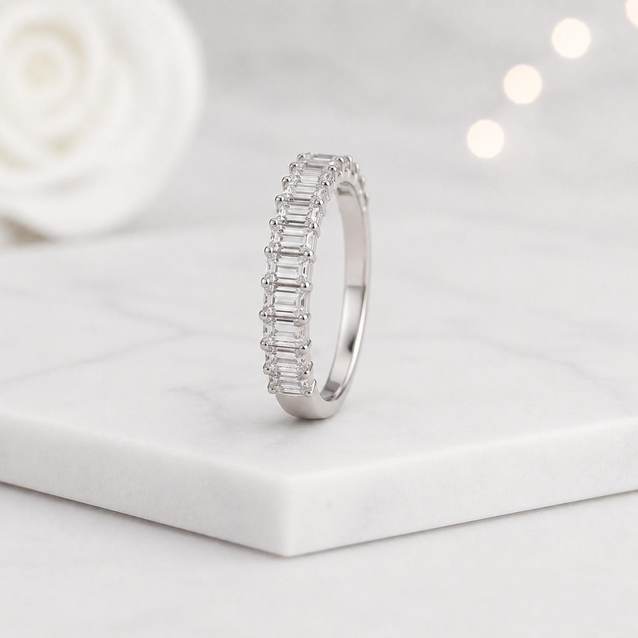 emerald band ring baguette diamond ring eternity wedding ring stack ring bridal band anniversary ring minimalist ring dainty ring everyday ring