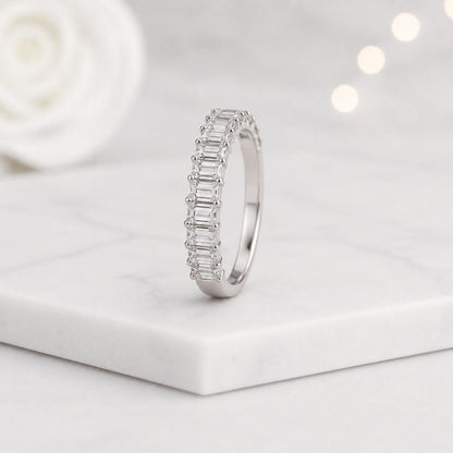 emerald band ring baguette diamond ring eternity wedding ring stack ring bridal band anniversary ring minimalist ring dainty ring everyday ring