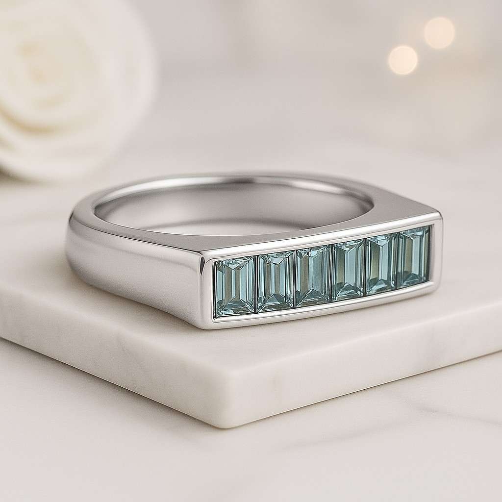 emerald cut ring baguette cut ring step cut ring rectangular stone ring linear gemstone ring channel baguette ring bezel baguette ring emerald band ring emerald wedding band