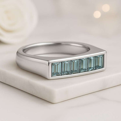emerald cut ring baguette cut ring step cut ring rectangular stone ring linear gemstone ring channel baguette ring bezel baguette ring emerald band ring emerald wedding band