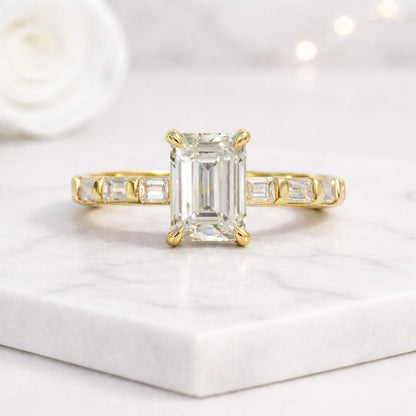 emerald cut ring emerald ring gold ring solitaire ring engagement ring promise ring statement ring bridal ring women ring fine jewelry luxury ring