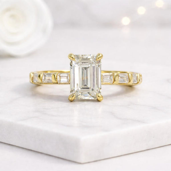 emerald cut ring emerald ring gold ring solitaire ring engagement ring promise ring statement ring bridal ring women ring fine jewelry luxury ring