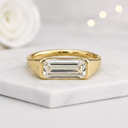 emerald cut ring gold ring signet ring bezel ring solitaire ring womens ring fine jewelry modern ring dainty ring minimal ring slim band rectangle ring statement ring