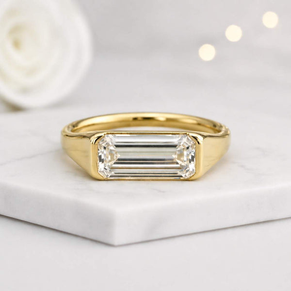 emerald cut ring gold ring signet ring bezel ring solitaire ring womens ring fine jewelry modern ring dainty ring minimal ring slim band rectangle ring statement ring
