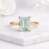 Emerald Cut Aquamarine Gemstone Solitaire Ring