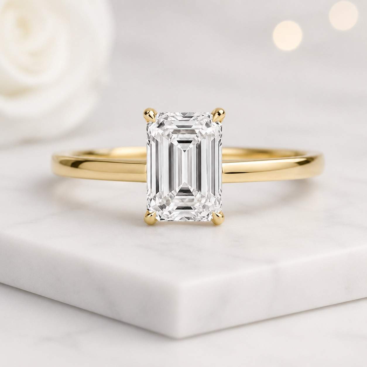 emerald cut ring solitaire ring engagement ring gold ring promise ring bridal ring fine jewelry luxury ring elegant ring classic ring modern ring