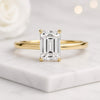 Emerald Cut Lab Grown Diamond Hidden Halo Engagement Ring