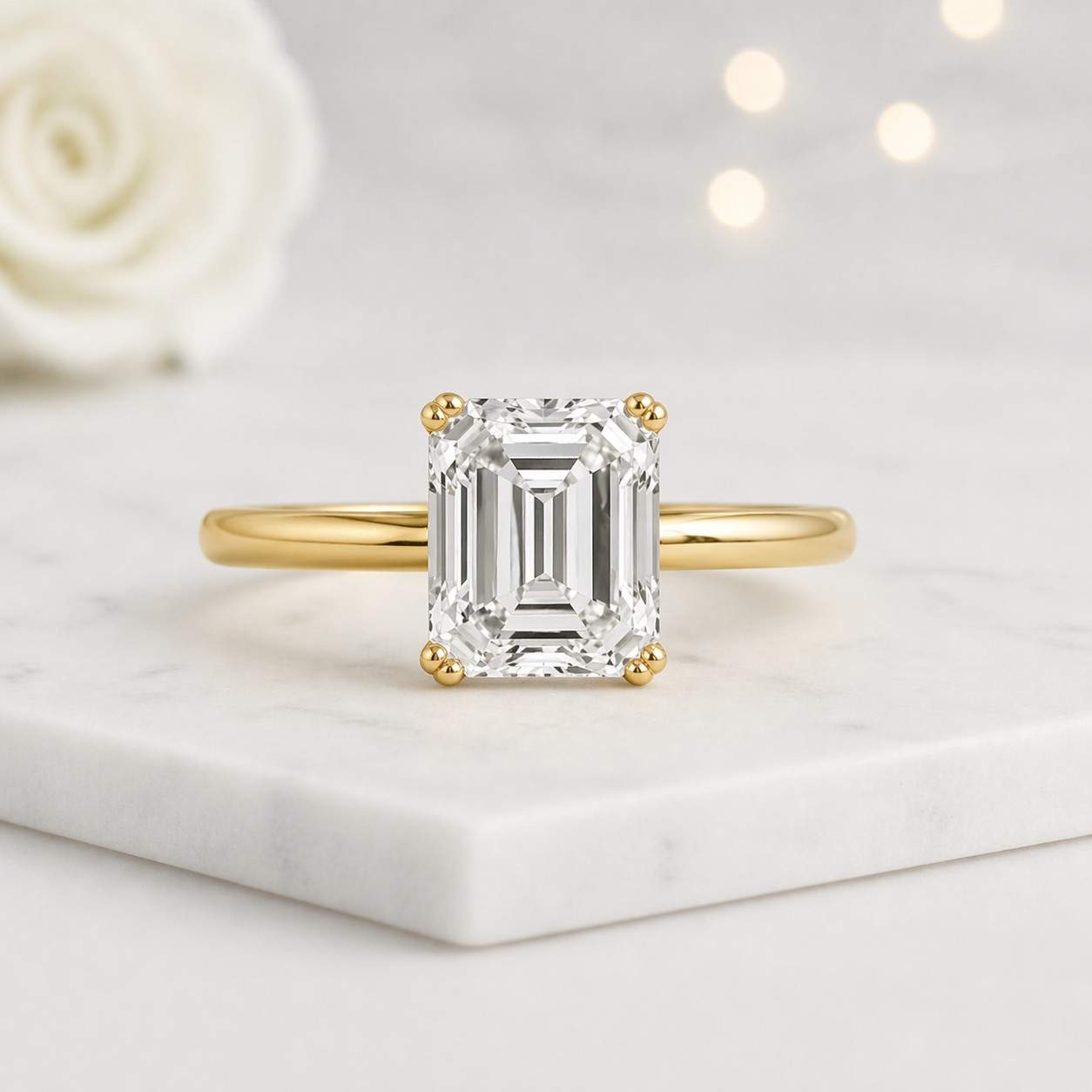 emerald cut ring solitaire ring gold ring thin band ring engagement ring promise ring bridal ring statement ring luxury ring women ring elegant ring classic ring fine jewelry crystal ring