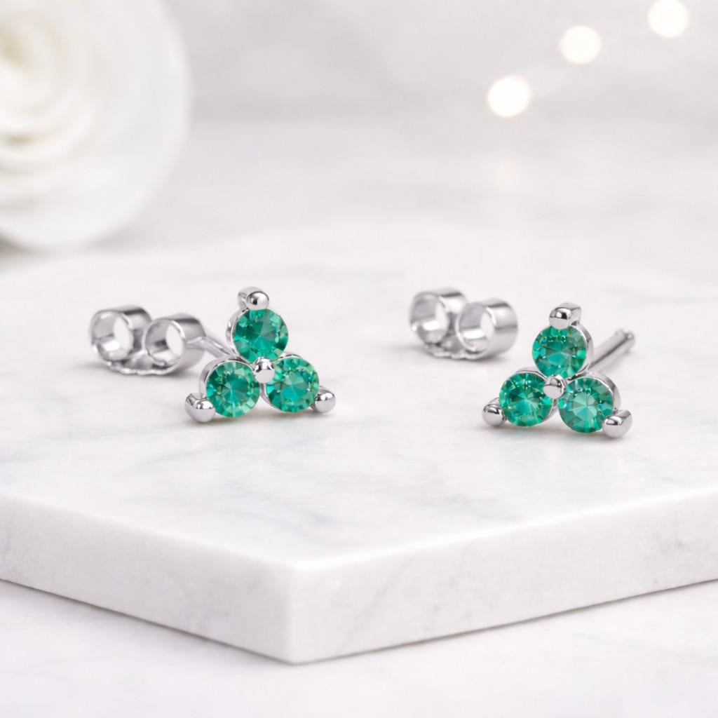 emerald earrings emerald studs emerald gemstone earrings green emerald jewelry