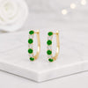 Yellow Gold Emerald Gemstone Huggie Hoop Earrings